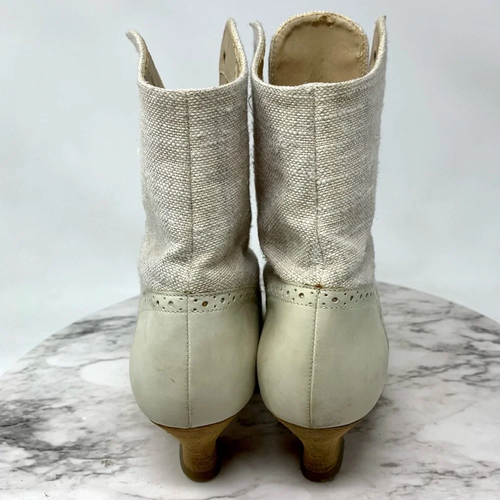VTG Nine West Lace Up Two Tone Pointed Toe Boots 7.5 Victorian Edwardian Cosplay - Picture 5 of 16